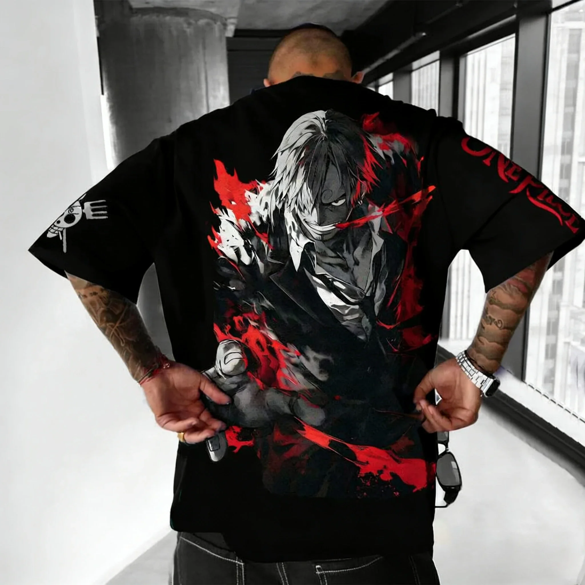 One Piece Action Anime Sanji Print Men Women Cotton T-shirt Gothic Hoodie Harajuku Y2K Streetwear Casual Graphic Oversized Tops photo 3