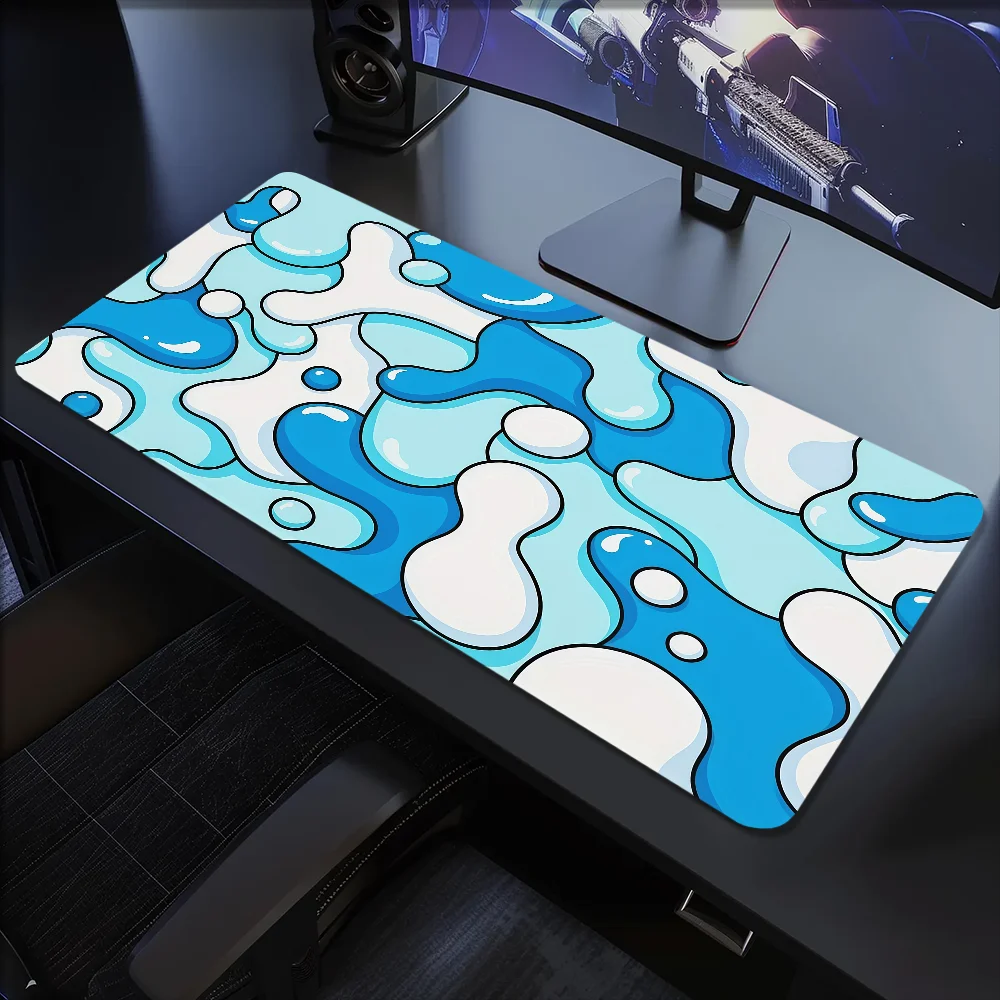 Mouse Pad MousePad Non-slip Lockedge Blue Art Office Student Gaming Thickened Large Writing Pad Wave Cushion photo 3