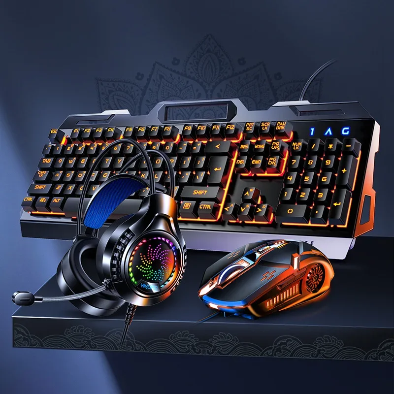 RGB Gamer Keyboard Gaming Keyboard and Mouse Headphone Gamer Kit Backlit USB Wired Computer KeyboardFor Pc Laptop 3 In1 Teclado photo 1