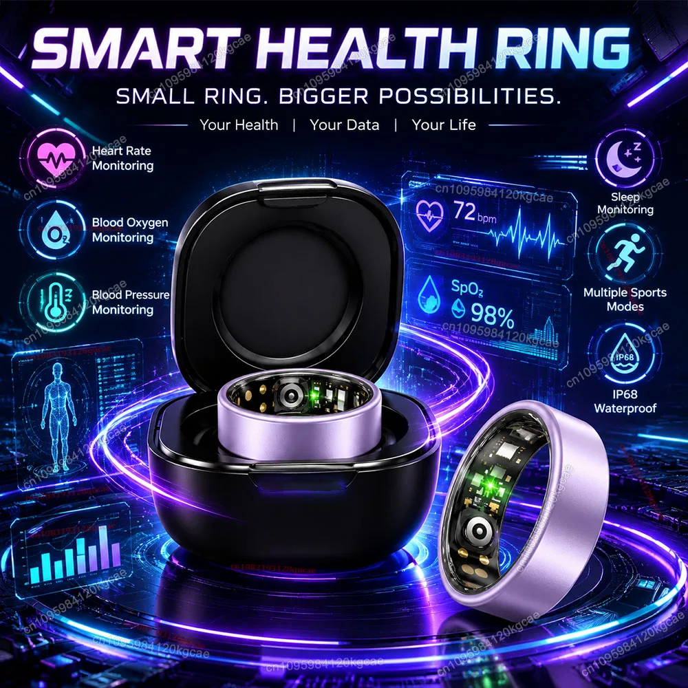 R09 Smart Ring With Charging Case Blood Pressure Sleep Health  Monitor 5ATM Waterproof Multi-sport Mode Smartring Men Women 2026 photo 1