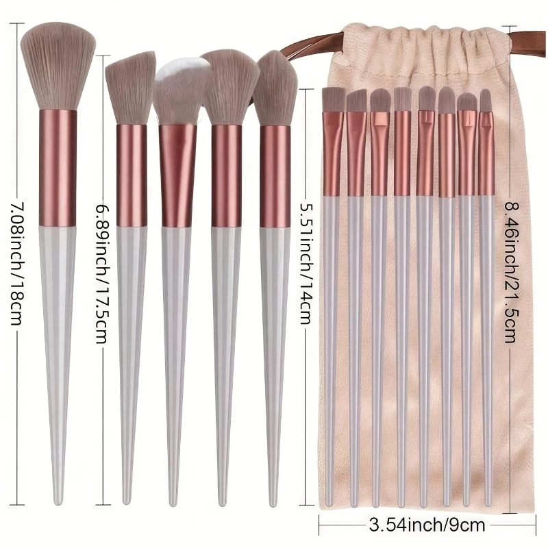 13-Piece Cosmetic Brush Set, a complete set of soft brushes suitable for eye shadow, foundation makeup, BB cream, and concealer. photo 1