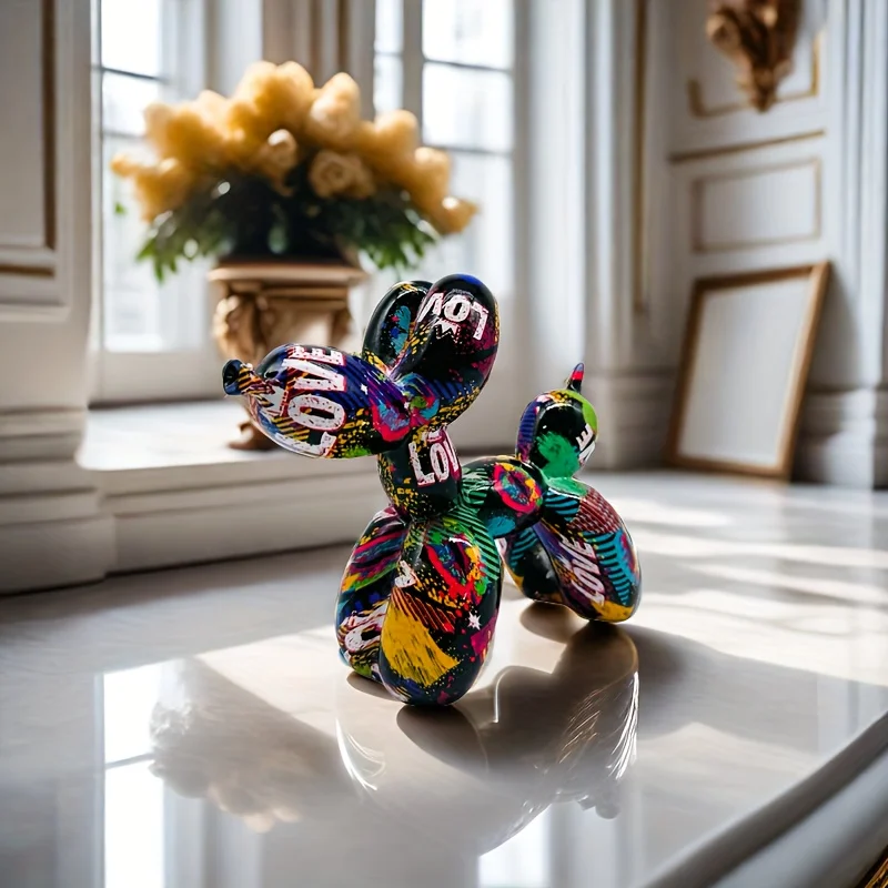 Resin LOVE Balloon Dog Statue,Hip-Hop Art Decor, Alphabet Animal Theme, Indoor & Outdoor Ornament for Valentine'S & Mother'S Day photo 1