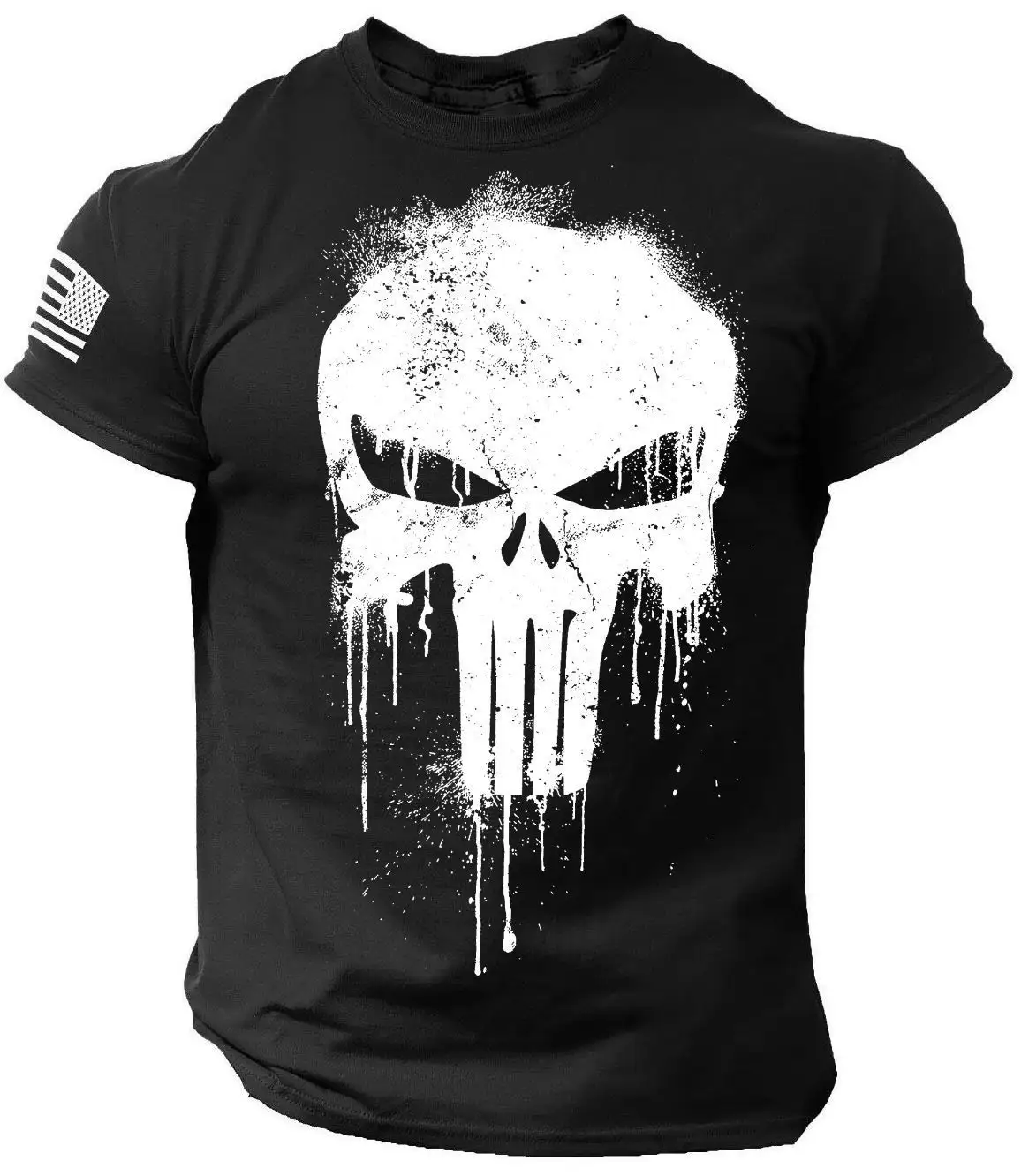 Men's T Shirt for Men 3D Print Military Patriotic Skull Dropped T Shirt Oversized Short-Sleeved Sportswear Men Clothing Top Tees photo 1