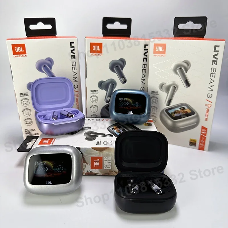 Original JBL Live Beam 3 True Wireless Bluetooth Earbuds with LED Smart Display Box Headphone Noise Cancelling Earphones Beam3 photo 3