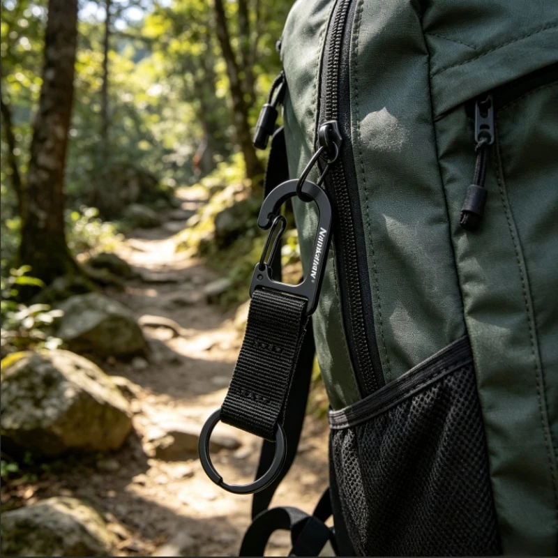 1/2/5Pcs Webbing Spring Snap Hook Carabiner Quick Clip Key Ring Keychain Backpack Accessory for Outdoor Camping Hiking EDC Gear photo 2