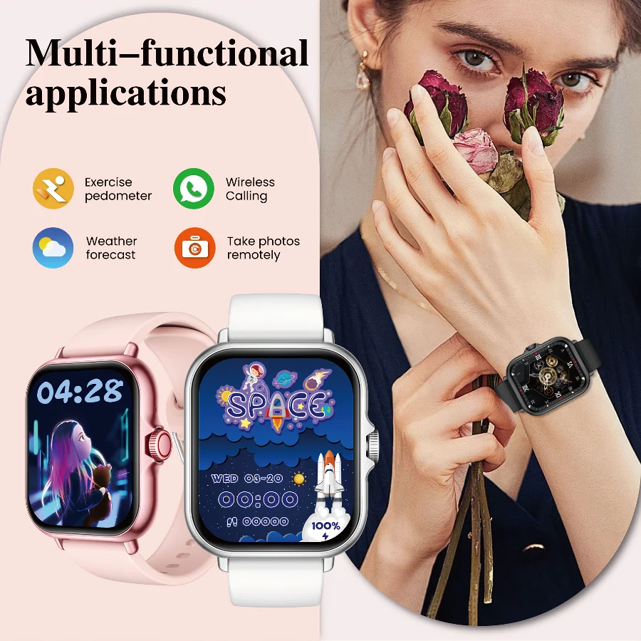 Multifunctional Full Touch Screen Sports Smart Watch,Answer Make Call, Fitness Tracker, Voice Assistant, Alarm Clock, Music Control, Information Alerts, Pedometer, Suitable for Android & IPhone, Unisex, Ideal As A Gift photo 6