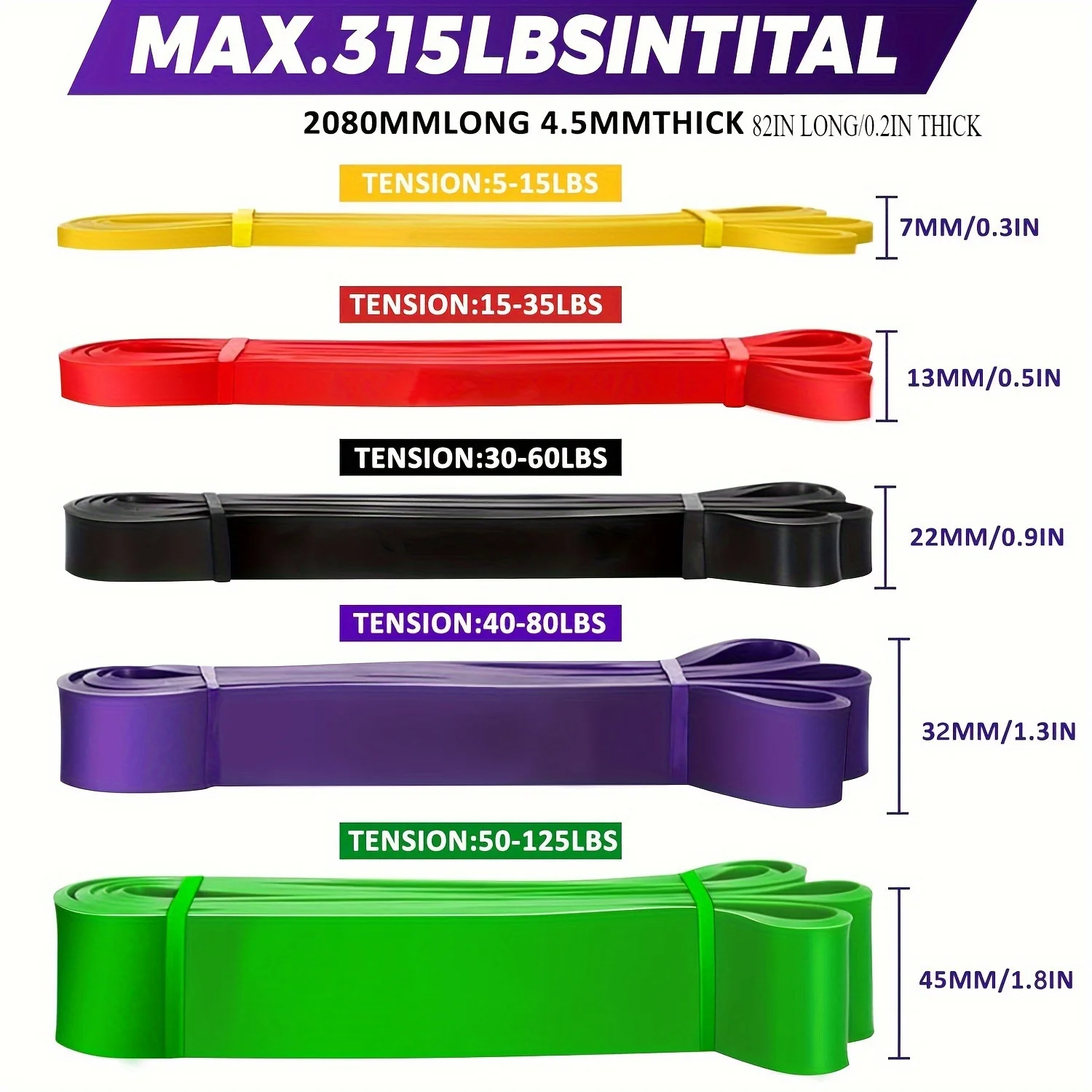 resistance Bands, Stackable TPE Resistance Bands for Strength Training, Fitness, Workout, Stretching, Home Gym and More photo 2
