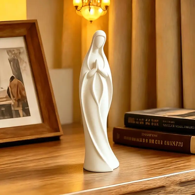 New#3D Printed Praying Angel Statue Guardian Angel Figurine White Gold Religious Sculpture For Home Altar Decor photo 3