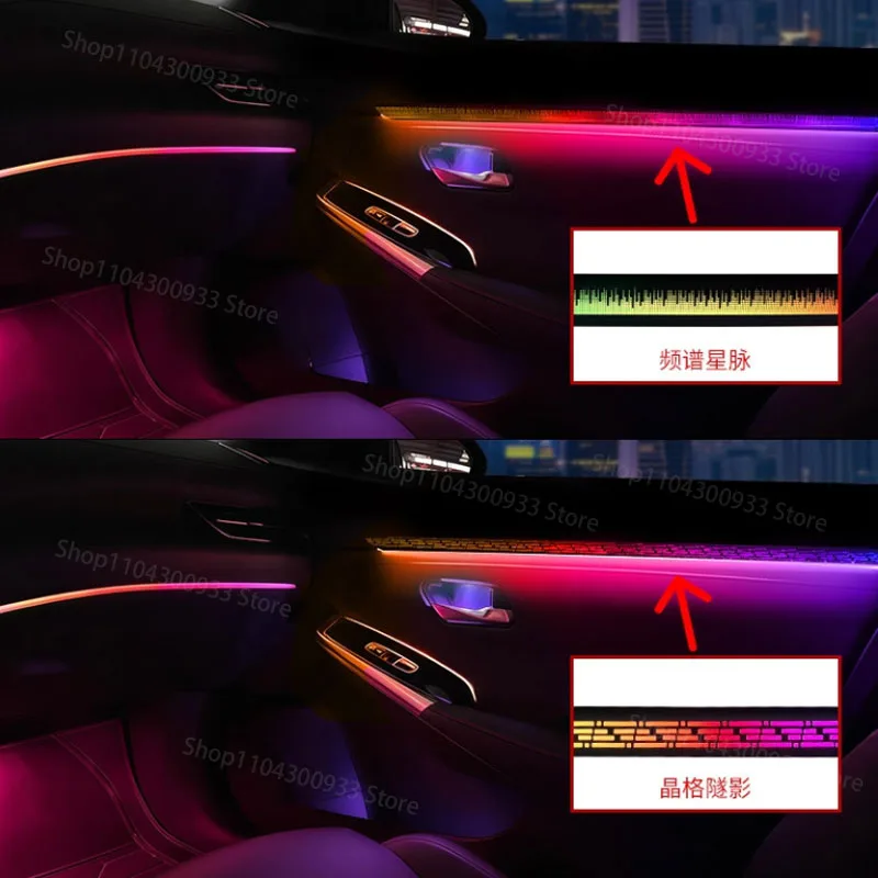 For Toyota Highlander LED Car Interior Ambient Strip Lights RGB Fiber Optic Atmosphere Neon Lighting APP Auto Decorative Lamps photo 3
