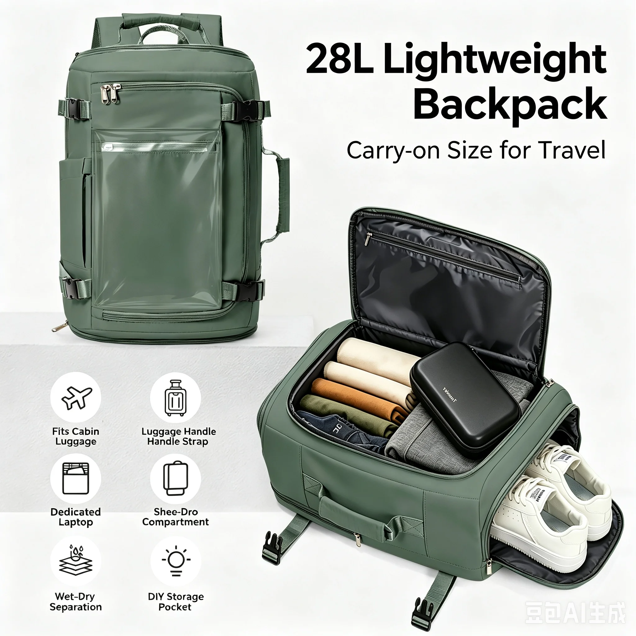 Ryanair Backpack 40x30x20, Airplane Cabin Backpack Hand Luggage Backpack Ladies Travel Backpack Laptop Bag, Men's Work Backpack photo 1