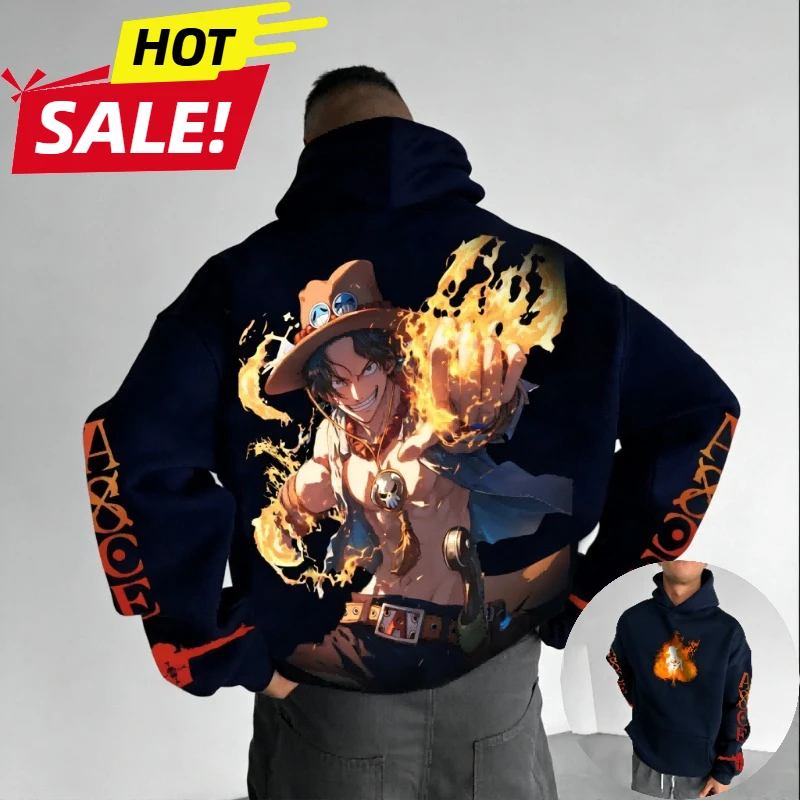 ACE Anime One Piece Harajuku Streetwear 2026 New Men Vintage Hoodie Winter Women Oversized Hooded Sweatshirt Long Sleeve Top photo 4