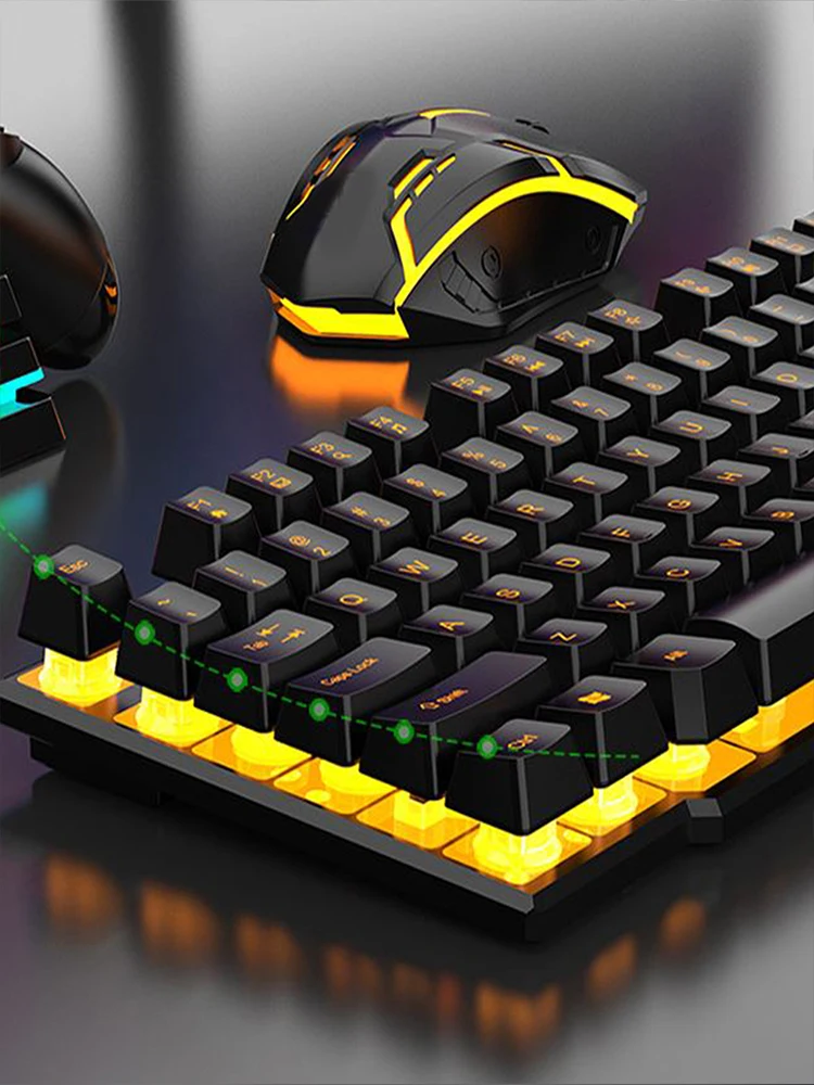 Colorful and Dazzlingly Glowing Gaming Mechanical Wired Keyboard and Mouse Set, Suitable for desktop Computers and Laptops photo 2
