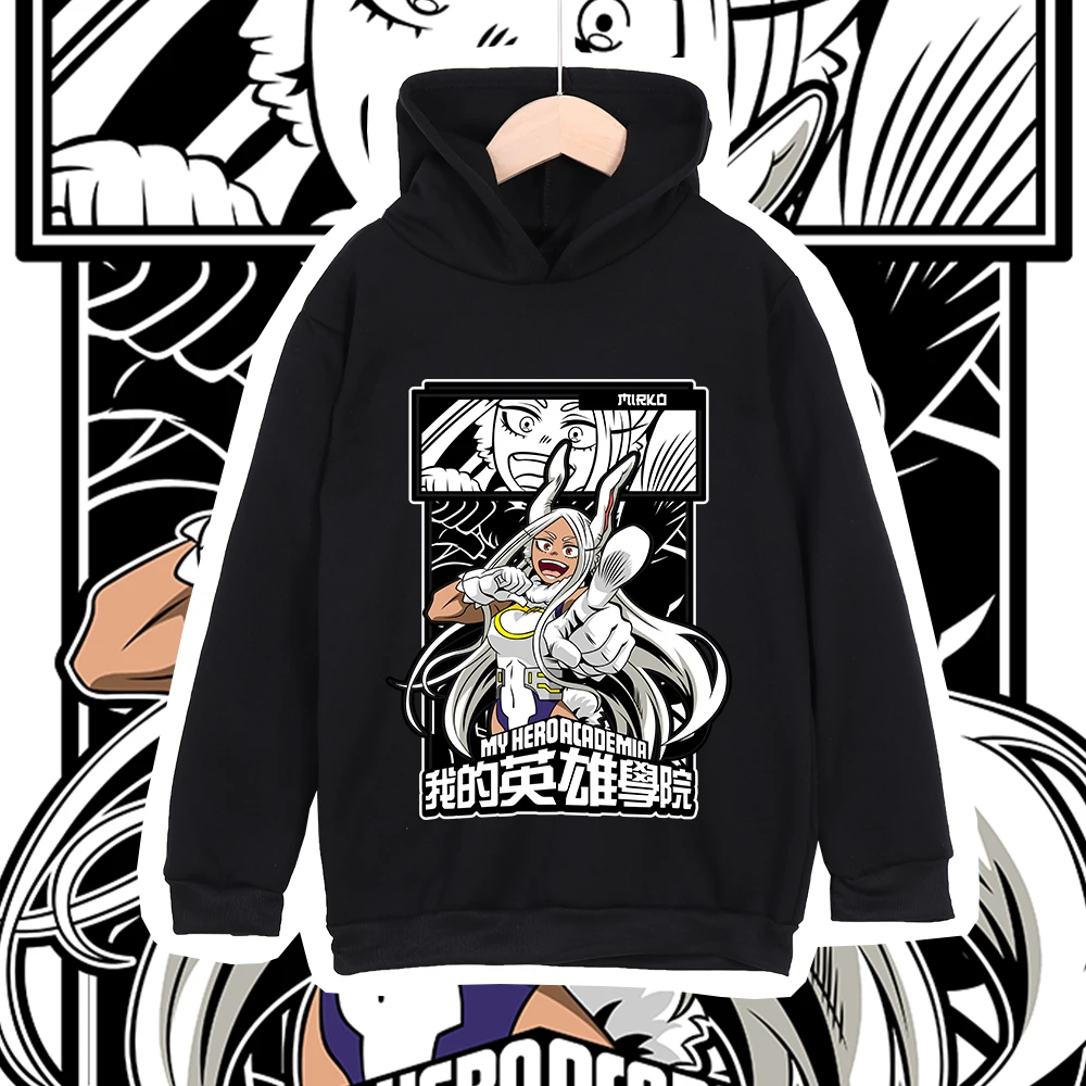 Kids Anime Mha Mirko Print Cotton Hoodie Sweatshirt for Boys Girls 100-160cm Casual Childrens Pullover Cartoon Clothes photo 2