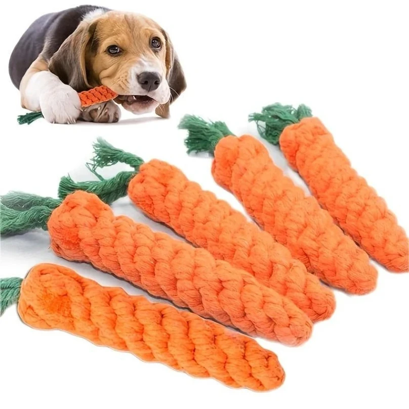1pc Pet Knot Toy for Dog and Cat Carrot Shape Dog Chew Toys Cotton Rope Toys for Indoor Dogs Cat Toys Dog Accessories photo 1