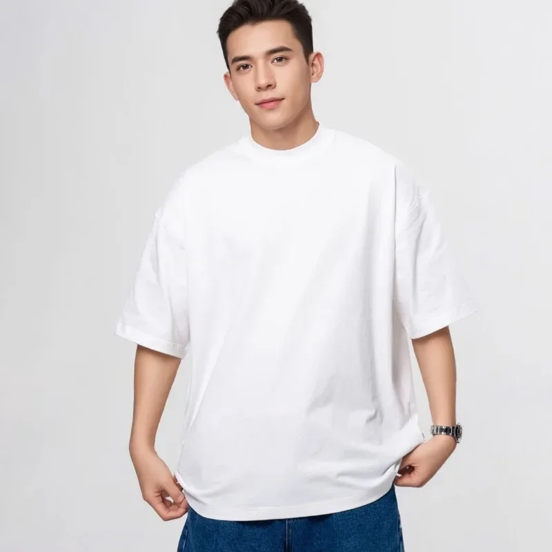 Heavy Wight 425 grams Men T Shirt Cotton Half Sleeve Brathable High Qaulity Round Neck Basic Tops Men Summer T-Shirt photo 6