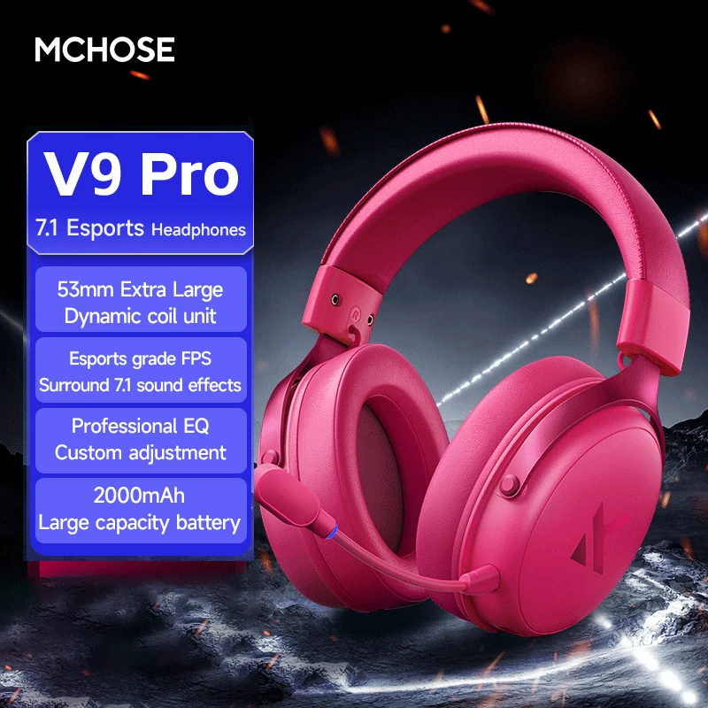 MCHOSE V9 Pro Gaming Headphones 2.4G BT5.3 Wireless BT5.3 Headset 7.1 FPS Surround Sound Earphones With Noise Reduction Mic photo 2