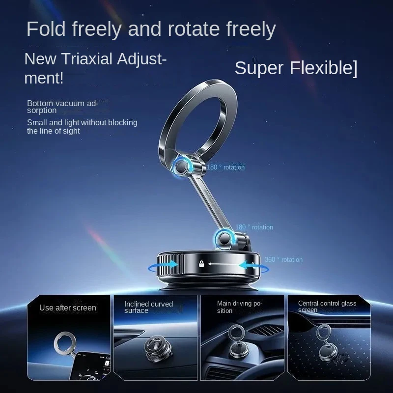 360° Rotating Vacuum Magnetic Car Phone Holder New Model Dashboard Glass Mount Multi-Scenario Automotive Navigation Stand photo 6