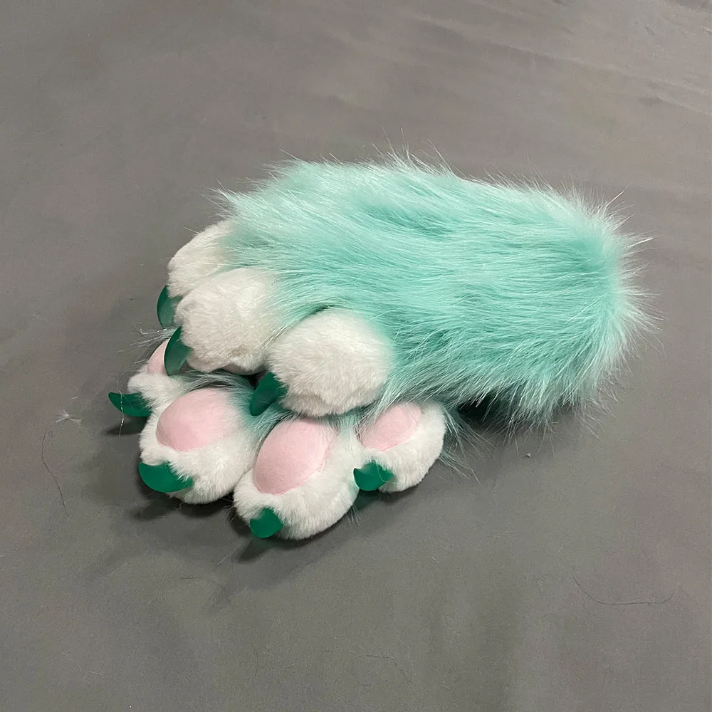 Faux Fur Plush Furry Cat Claw Gloves Fursuit Animal Fox Paws Mittens Halloween Cosplay Costume Accessories for Adult photo 1