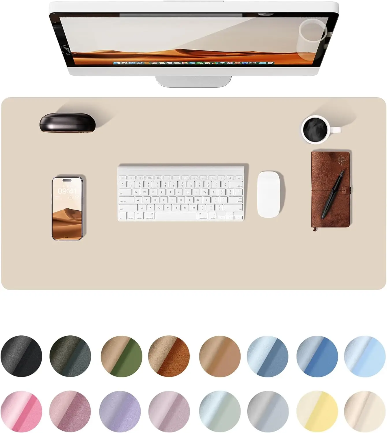 Large Mouse Pad,Office Desk Mat, Leather Desk Pad Protector, Non-Slip PU Leather Desk Blotter, Laptop Desk Pad photo 1