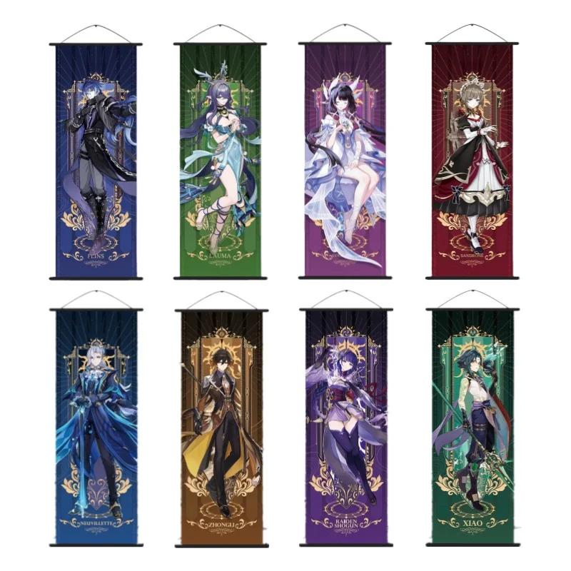 Genshin Impact Scroll Canvas Painting Columbina Sandrone Flins Home Decor Wall Hanging Anime Poster Wall Art Room Decoration photo 1