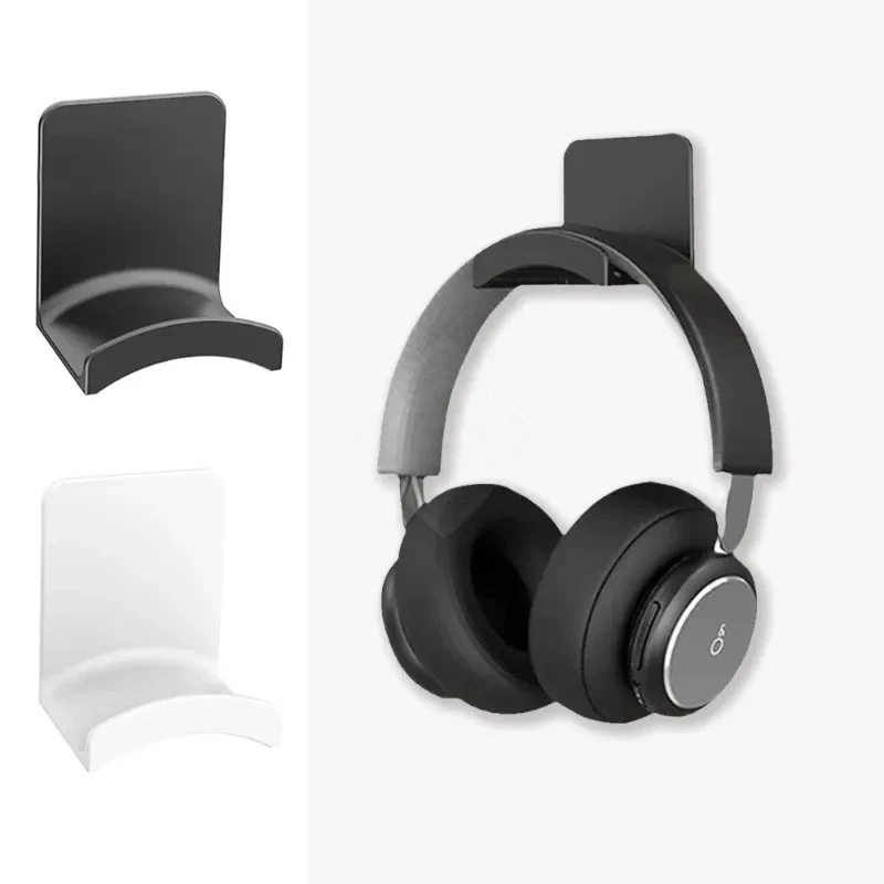 Universal Headphone Stand Adhensive Plastic Wall Mount Hanger Under Desk Headset Rack Holder Support for Gaming Earphone Bracket photo 2