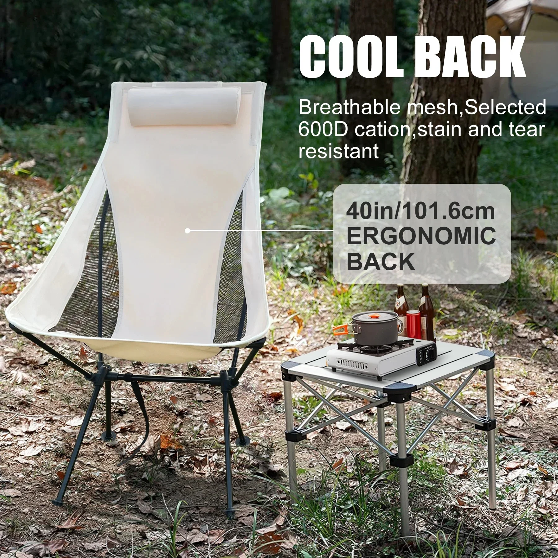 WESTTUNE Portable Folding Camping Chair with Headrest Lightweight Tourist Chairs Aluminum Alloy Fishing Chair Outdoor Furniture photo 2
