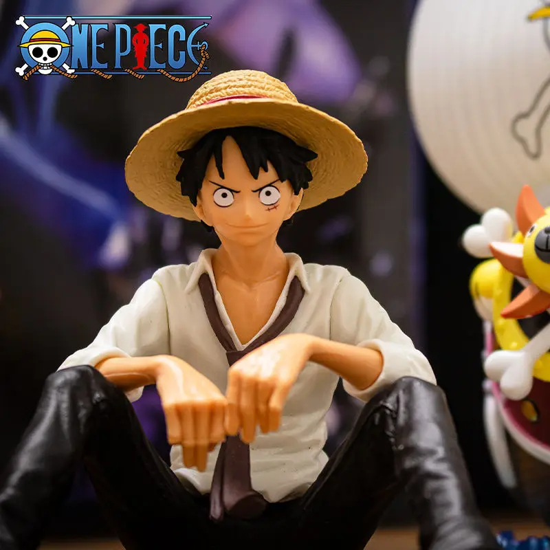 12cm One Piece Anime Figure Luffy Sitting Position Action Figure PVC Model Collection Statue Figurine Doll Toy For Birthday Gift photo 2