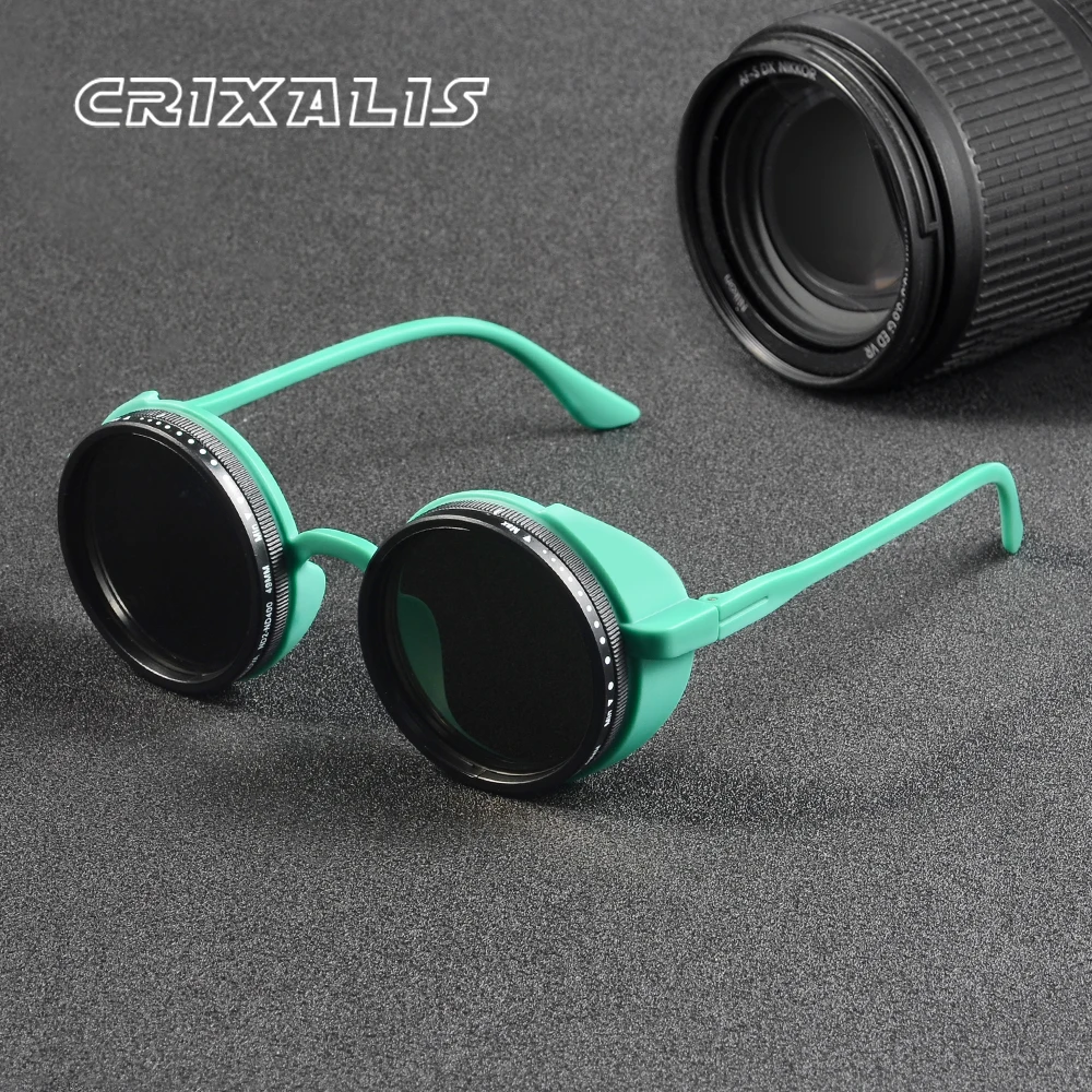 CRIXALIS Handmade ND Adjustable Sunglasses 1~9 Manual Dimming Glasses Fishing Filter UV400 Retro Steampunk Polarized SunGlasses photo 1