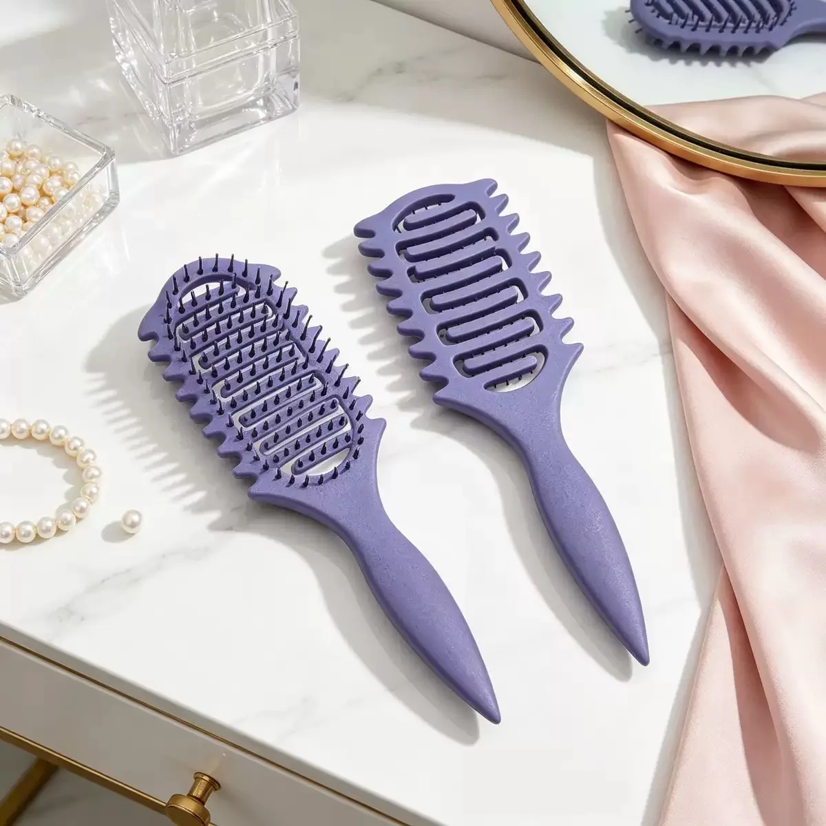 3 in 1 Curl Define Styling Brush Hollow Out Detangling Hair Brush Tangled Hair Comb Shaping Defining Curls Barber Styling Tools photo 5