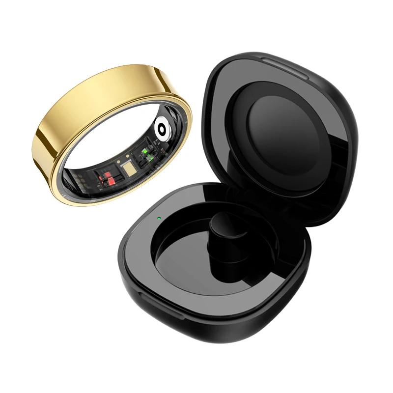 R09 Smart Ring Men Women with Charging Case,Heart Rate Blood Oxygen,Skin Temperature Monitor,5ATM Waterproof For Android iOS photo 1