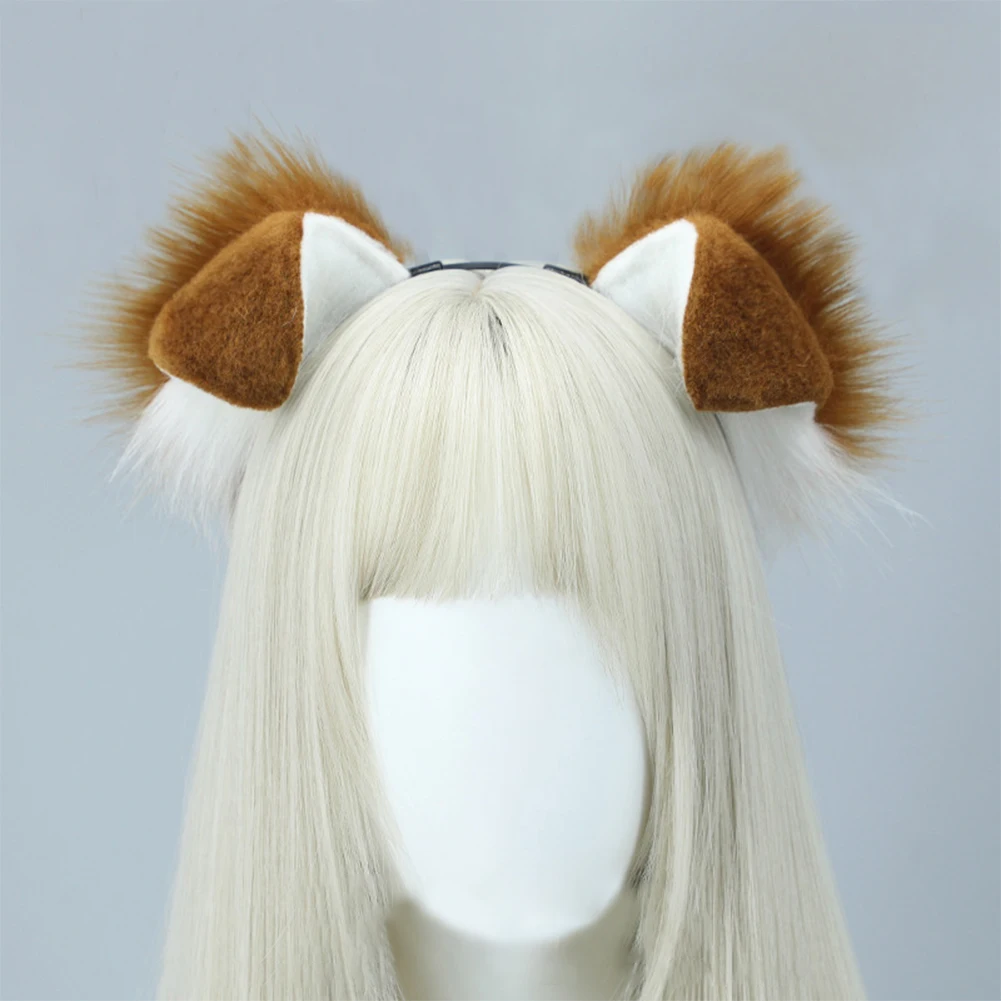 Halloween Dog Ear Tail Set  Cosplay Accessories Costume Plush Realistic Animal Ears Tail for Anime Party Cute Pet Role Play photo 2