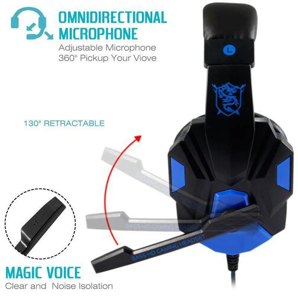 3.5mm Wired Gaming Headsets With 120° Adjustable Noise Cancelling Microphone Gamer Headphones For PS4/PS5/Xbox Smartphone Laptop photo 4