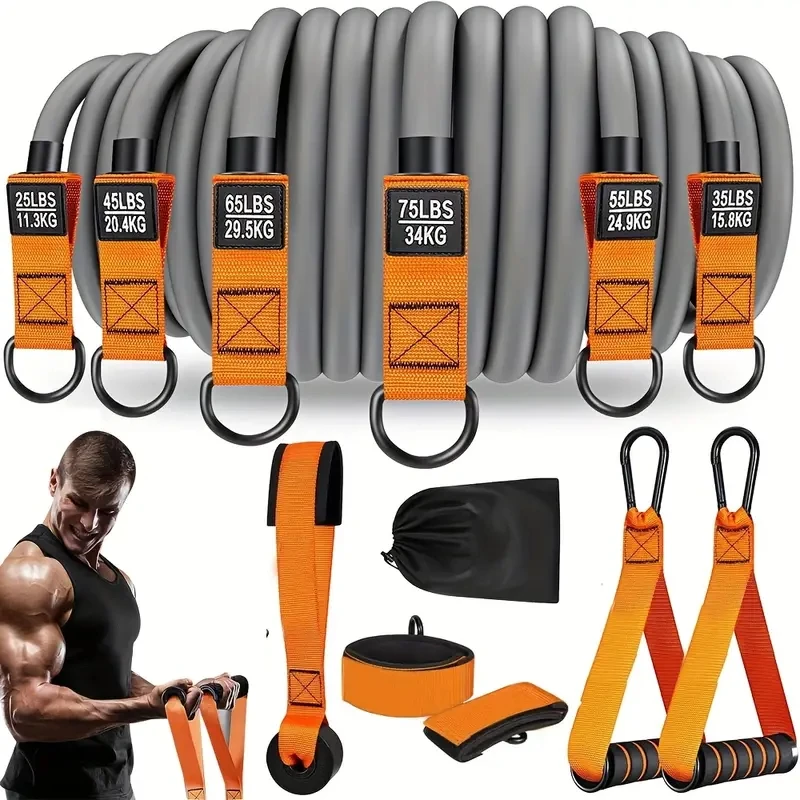 Resistance Strap with Handle: Used for Muscle Training, Strength Building, Body Shaping, Yoga, Home Fitness Equipment - Natural photo 1