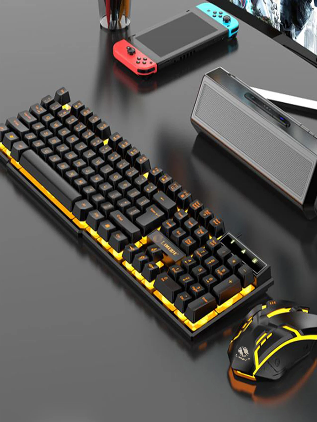 Colorful and Dazzlingly Glowing Gaming Mechanical Wired Keyboard and Mouse Set, Suitable for desktop Computers and Laptops photo 1