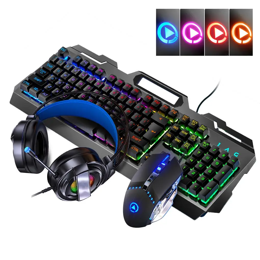 Backlit Wired Keyboard and Mouse Game Keyboard Mouse Earphone Set Of Real Mechanical Key Mouse Set photo 4