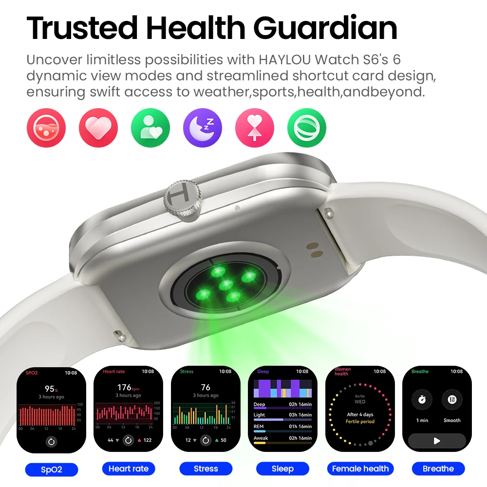 HAYLOU Watch S6 Smartwatch 2.01" HD Display Smart Watch Bluetooth Voice Callings IP68 Waterproof Fitness Tracking Smartwatch photo 5