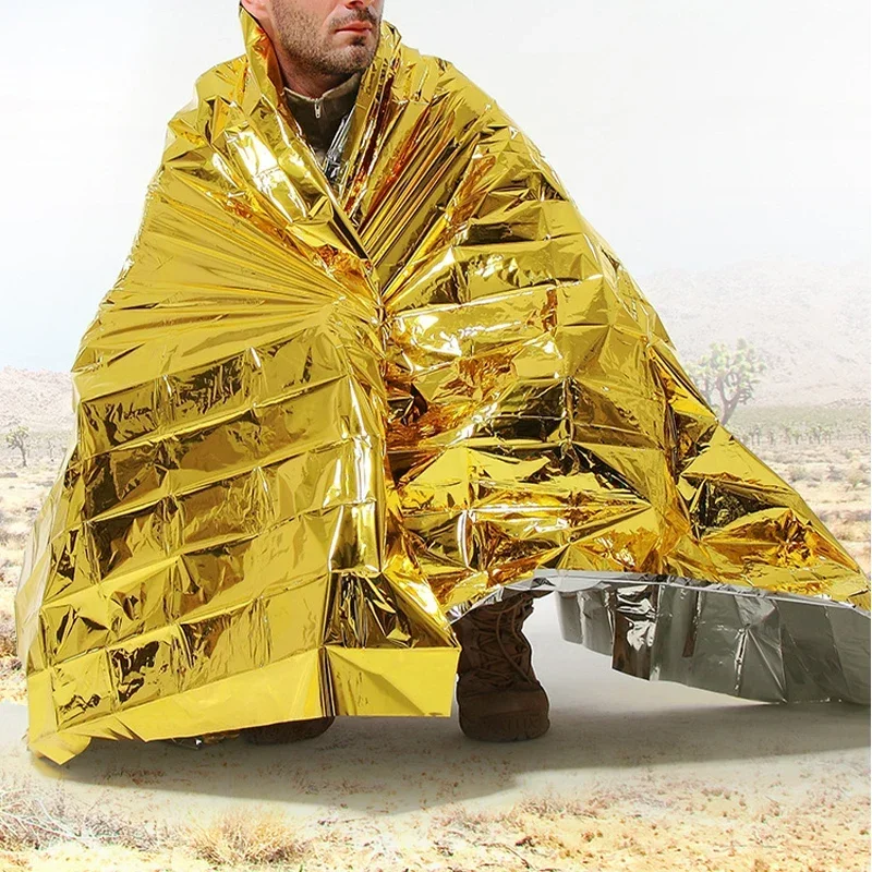 Emergency Survival Thermal Blanket Windproof Waterproof Aluminum Foil Blanket Outdoor First Aid Gear for Camping Hiking Travel photo 1
