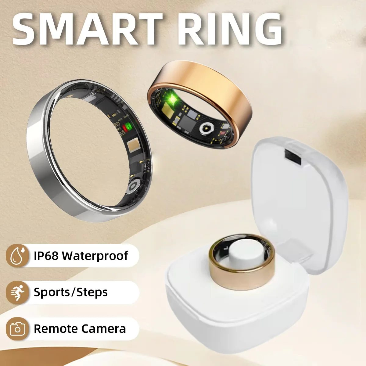 2026 Smart Ring Bluetooth Call Heart Rate Blood Pressure Monitor 5ATM Waterproof Health Ring Men Women For Xiaomi Gift photo 1
