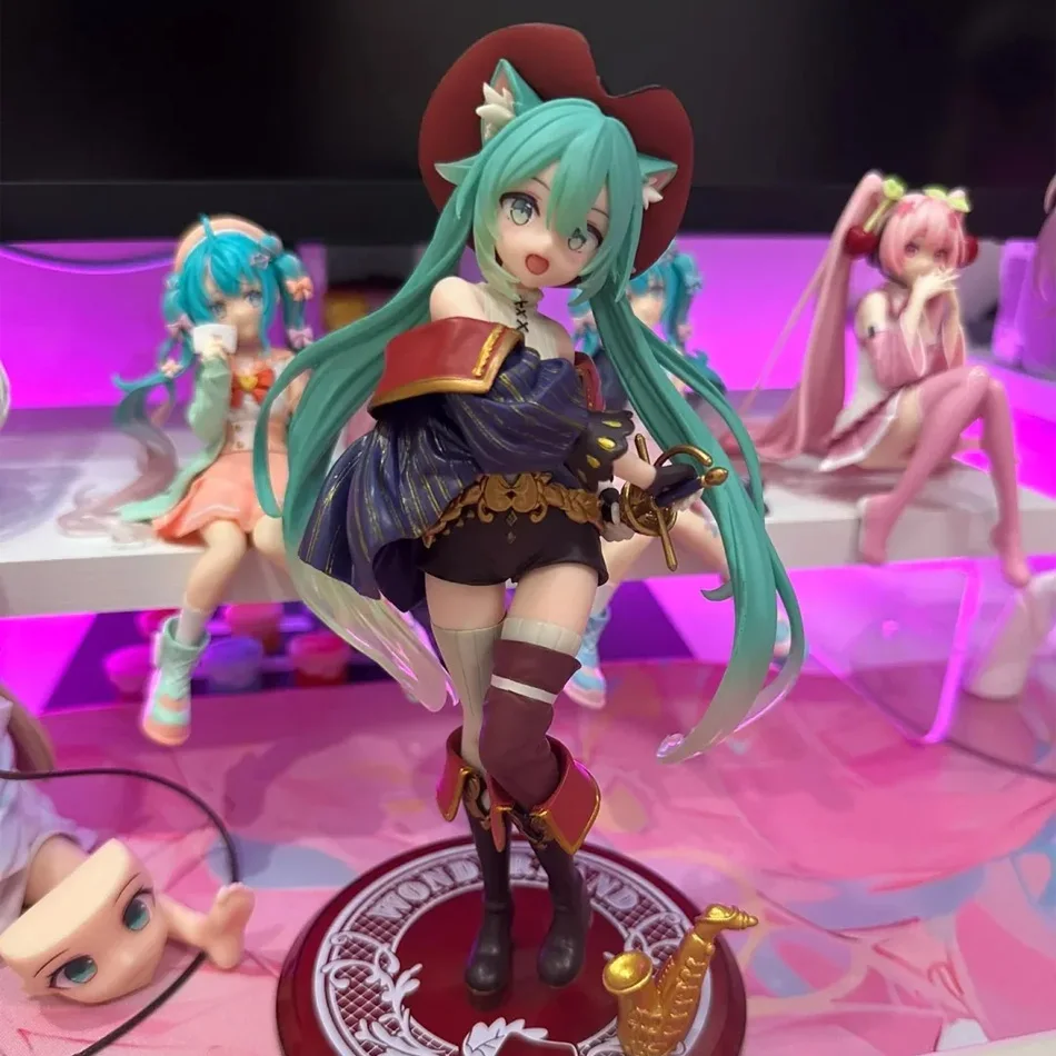 Hatsune Miku Desktop Cute Action Figure Tale Wonderland Miku Puss in Boots Anime Figurine Kawaii Girl Model Toy Adorable Decor photo 1