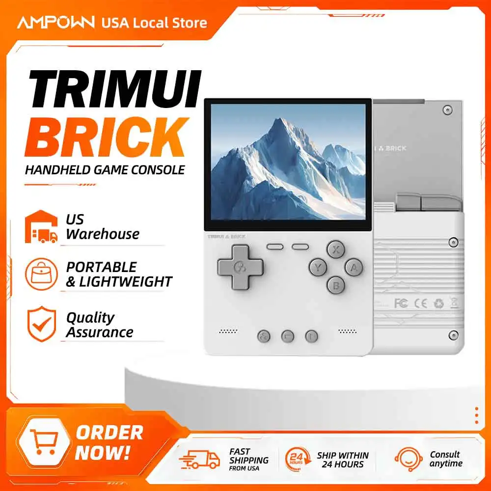 TRIMUI BRICK Handheld Game Console 3.2'' IPS Screen Linux System Trimui UI Metal Back Panel Key LED Lighting Free Keycap Gifts photo 1