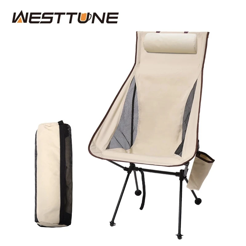 WESTTUNE Portable Folding Camping Chair with Headrest Lightweight Tourist Chairs Aluminum Alloy Fishing Chair Outdoor Furniture photo 1