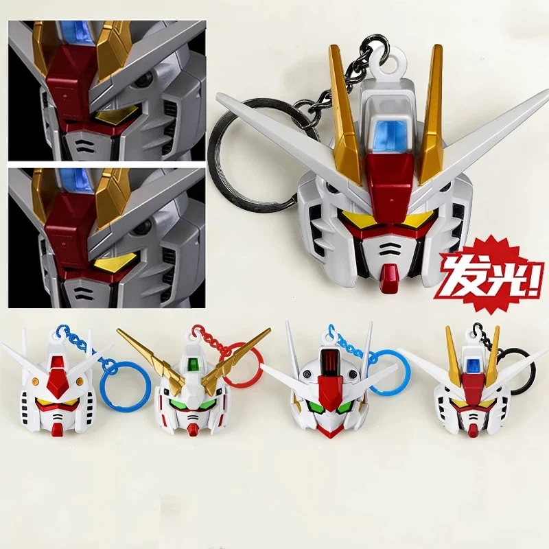 New SD RX-78-2 Luminous Head Keychain Desktop Ornament backpack charm PVC Model Collectible Anime Figure Trendy Toy Gift photo 2