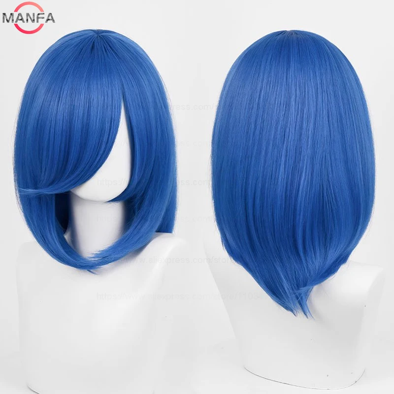 40cm Medium Basic Anime Cosplay Wig Bang Blond  Black White Red Pink Green Brown Gold Blue Heat Resistant Synthetic Hair Wigs photo 4