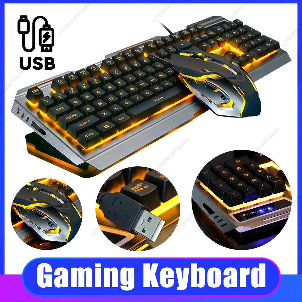 Mechanical Keyboard Gaming Keyboard Wired Game Mouse USB Gamer Keyboard RGB Light Backlit for Computer PC Laptop and Mouse Set photo 1