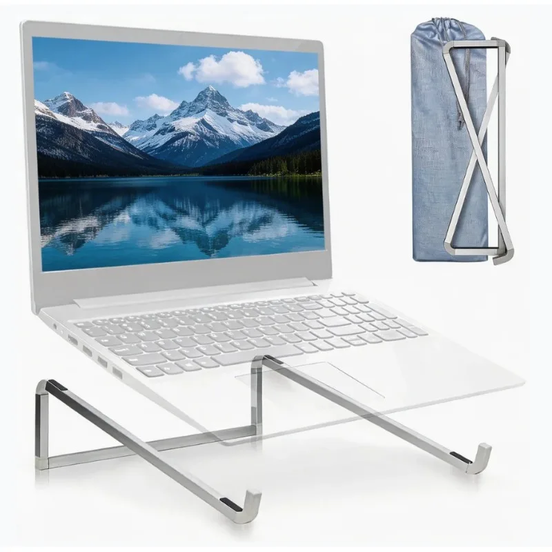 Foldable Laptop Stand for Desk, Universal Laptop Riser Ventilated Holder, Silver, Portable Notebook Stand photo 2