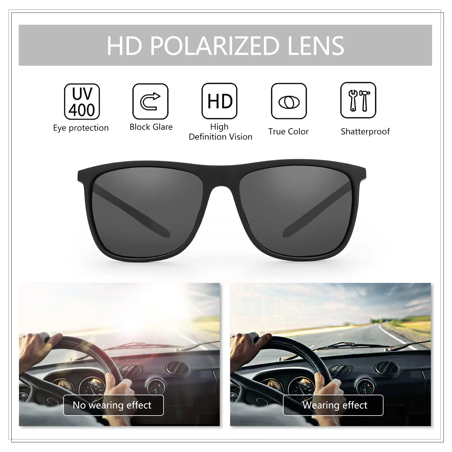 ZENOTTIC Square Polarized Sunglasses for Men Ultralight Carbon Fiber Sun Glasses Driving Fishing Golf Sports UV400 Protection photo 5
