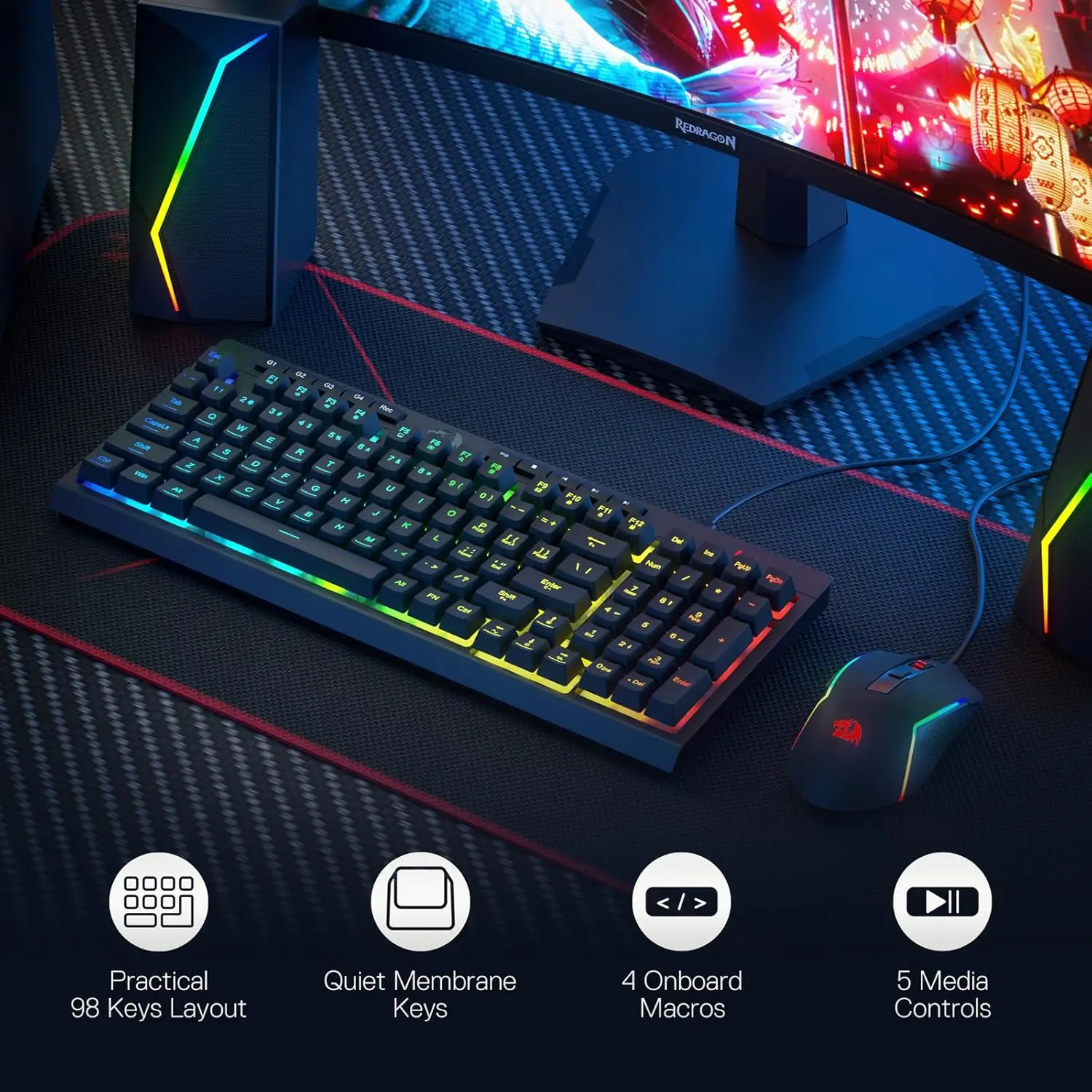 Redragon S141 Gaming Keyboard and Mouse Combo K515 RGB Wired Keyboard M616 10000 DPI Wired Gaming Mouse Bundle photo 5