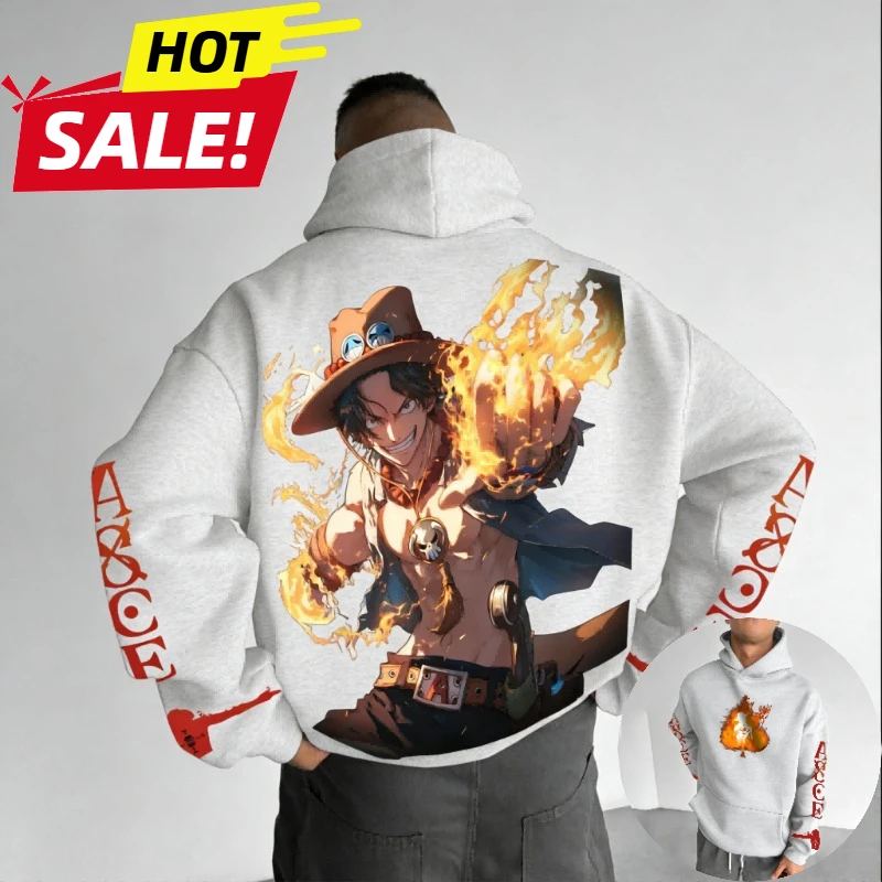 ACE Anime One Piece Harajuku Streetwear 2026 New Men Vintage Hoodie Winter Women Oversized Hooded Sweatshirt Long Sleeve Top photo 2