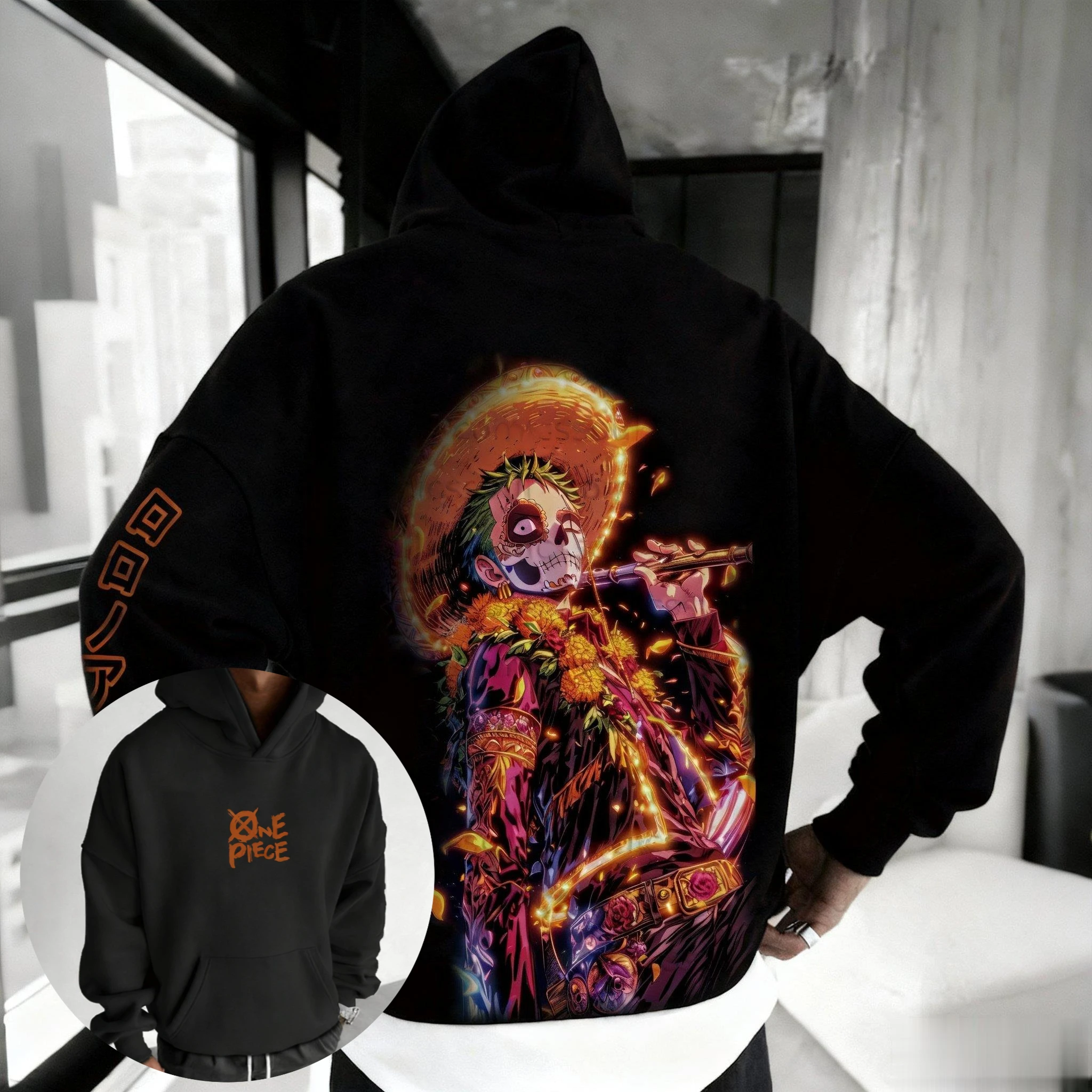 Anime One Piece Zoro Luffy Sanji Hallowmas Graphic Hoodie Men Women Streetwear Cosplay Casual Fashion Autumn Winter Sweatshirt photo 1