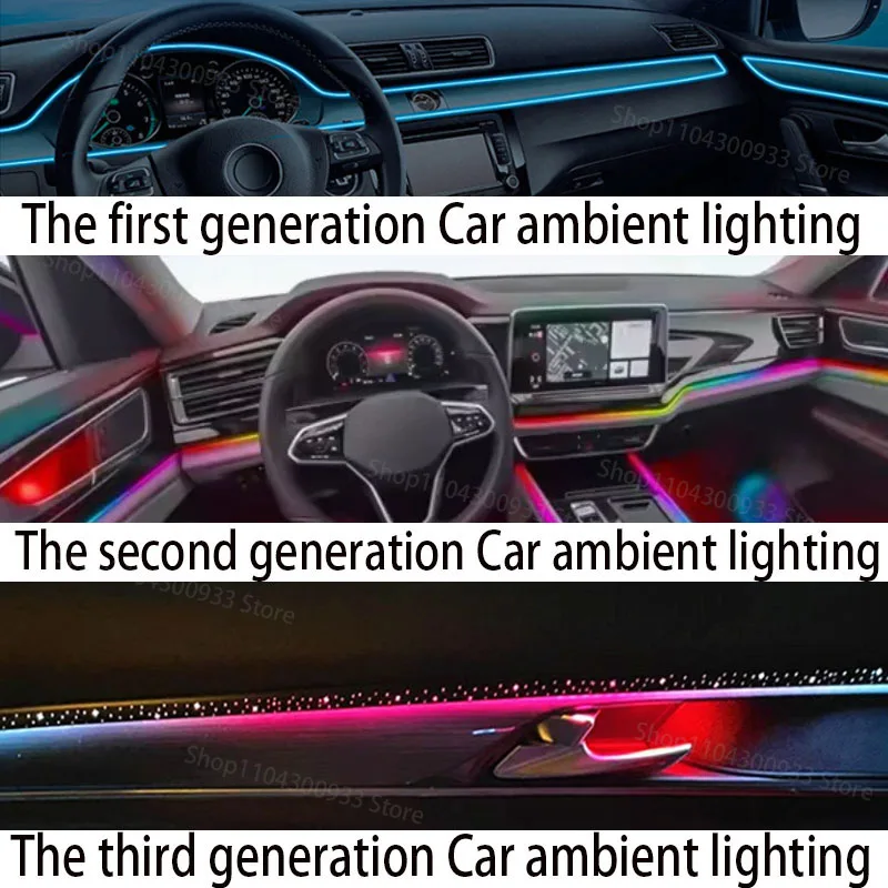 For Toyota Highlander LED Car Interior Ambient Strip Lights RGB Fiber Optic Atmosphere Neon Lighting APP Auto Decorative Lamps photo 5